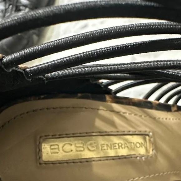 BCBGeneration Leopard Print Heels with Black Straps Size 7 - Picture 2 of 7